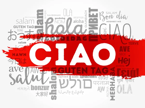 Ciao Bonjour Salut Italien Nuage Mots Dans Différentes Langues Monde — Image vectorielle