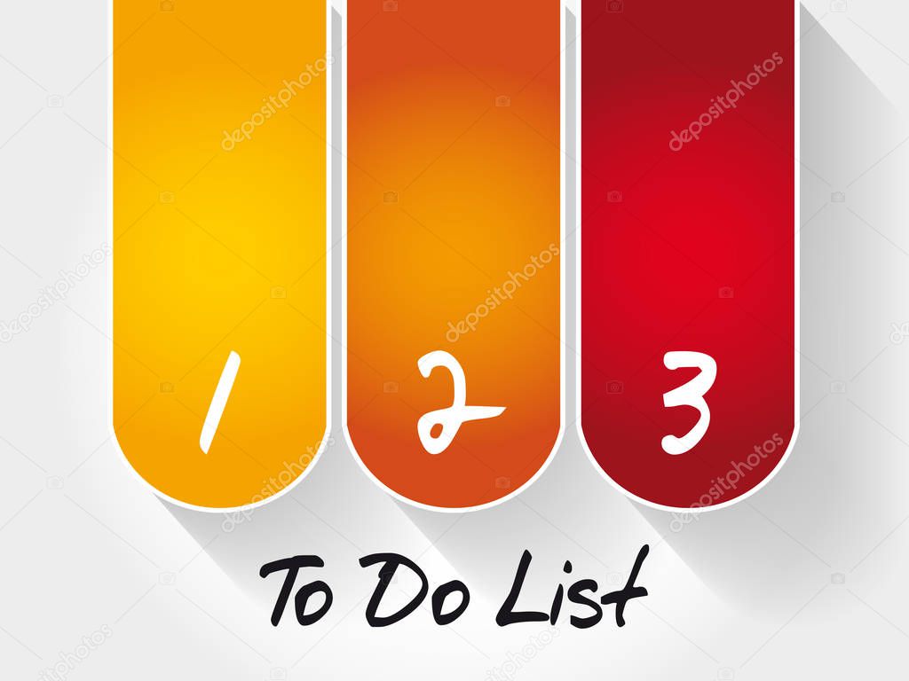 To Do List 3 steps, business concept background