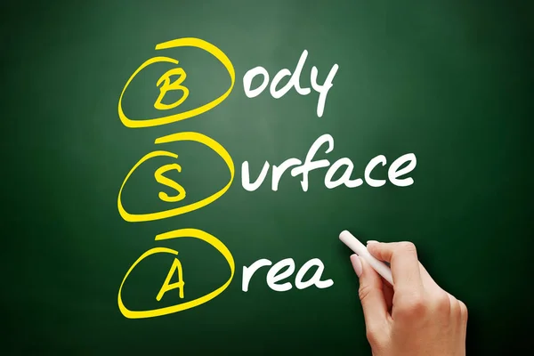 BSA - Body Surface Area acronym, concept on blackboard