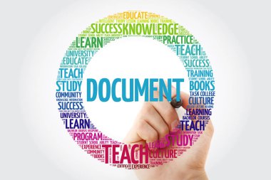 Belgeyi word bulut kolaj marker, eğitim kavramı arka plan ile