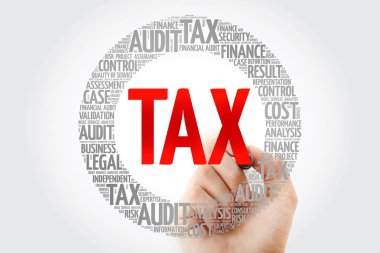 Marker, iş kavramı ile vergi kelime bulutu