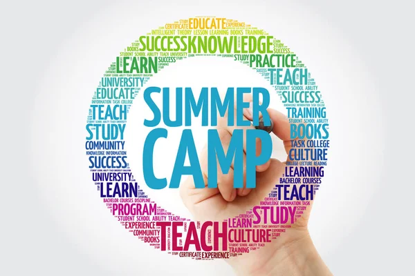 Summer Camp Word Cloud Collage Med Markör Konceptet Utbildningsbakgrund — Stockfoto