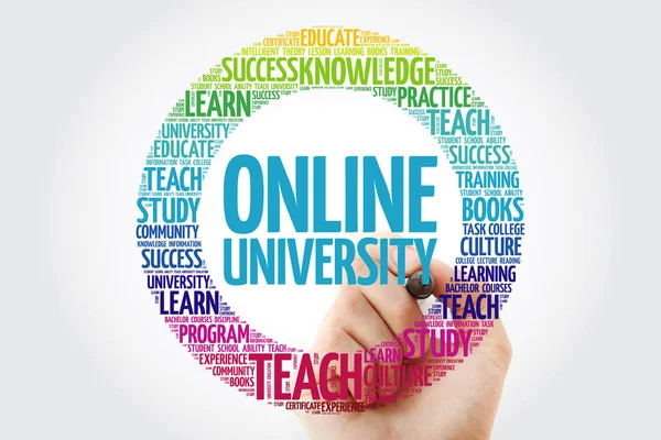 Online Universität Word Cloud Collage Mit Marker Bildungskonzept Hintergrund — Stockfoto