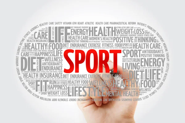 Sport Word Cloud Con Marker Fitness Concetto Salute — Foto Stock