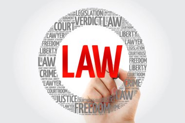 Marker, kavram arka plan ile hukuk kelime bulutu