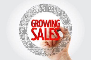 Marker, iş kavramı arka plan ile büyüyen satış kelime bulutu