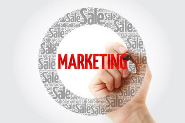 Pazarlama kelime marker ile iş kavramı arka plan bulut