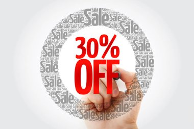 % 30 off Satılık kelimeler bulut marker, iş kavramı arka plan ile
