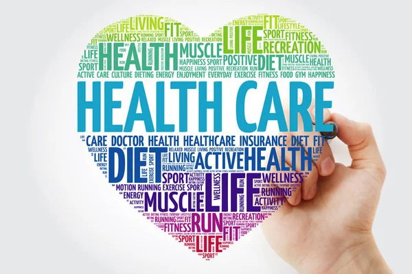 Health Care Heart Word Cloud Marker Fitness Sport Health Concept — Stock Photo, Image