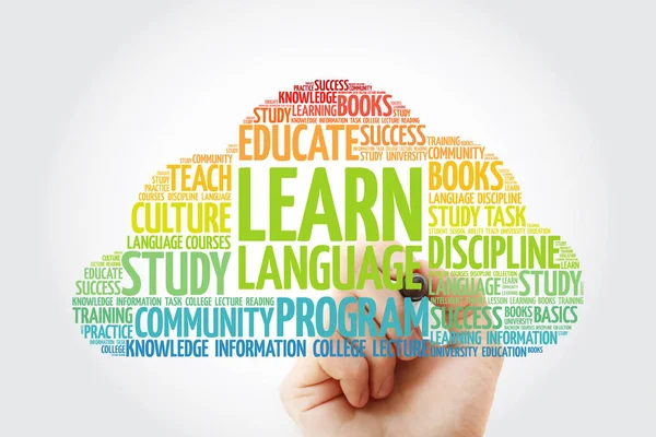 Learn Language word cloud with marker, education business concept