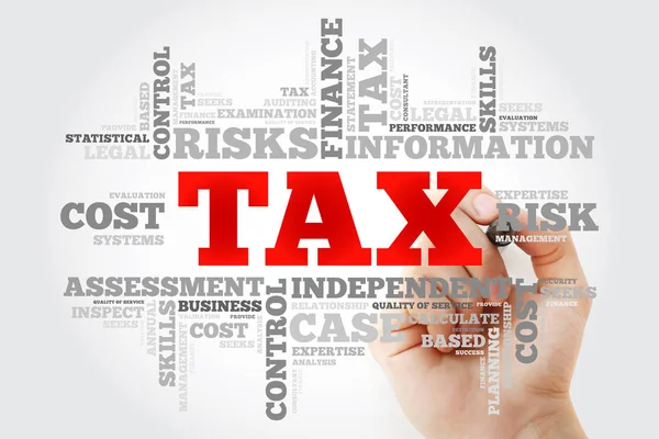 Tax Word Cloud Con Marker Concetto Business — Foto Stock