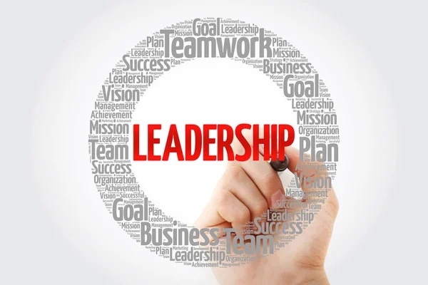 Leadership Word Cloud Con Marcatore Sfondo Del Concetto Business — Foto Stock