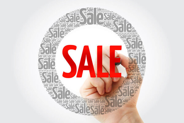 Sale word cloud collage with marker, business concept background