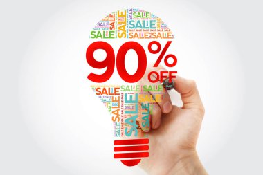 %90 off Satılık ampul kelime bulutu marker, iş kavramı arka plan ile