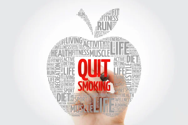 Stoppen Met Roken Apple Word Cloud Met Marker Gezondheid Concept — Stockfoto