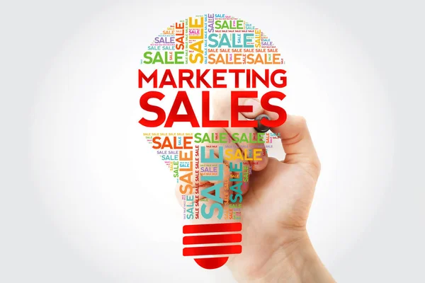 Marketing Sales Bulb Word Cloud Con Marker Business Concept Background — Foto Stock