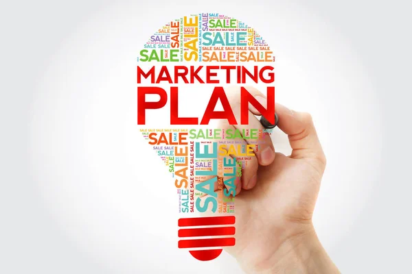 Marketing Plan SALE bulb word cloud with marker, business concept background