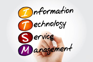 ITSM - bilgi teknolojisi hizmet yönetimi marker, kısaltma iş kavramı ile yazma el