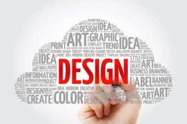 Marker, yaratıcı iş kavramı arka plan ile tasarım kelime bulutu