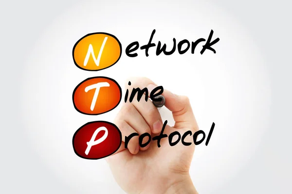Tangan Menulis Ntp Network Time Protocol Dengan Penanda Konsep Bisnis — Stok Foto