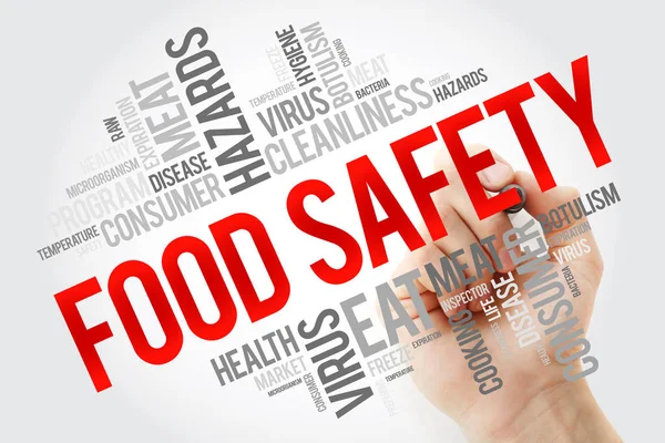 Nuvola Parole Sulla Sicurezza Alimentare Con Marcatore Sfondo Concettuale — Foto Stock