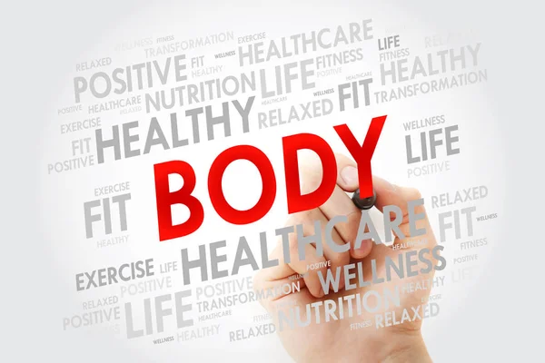 Körperwortwolke Mit Marker Fitness Sport Gesundheitskonzept — Stockfoto