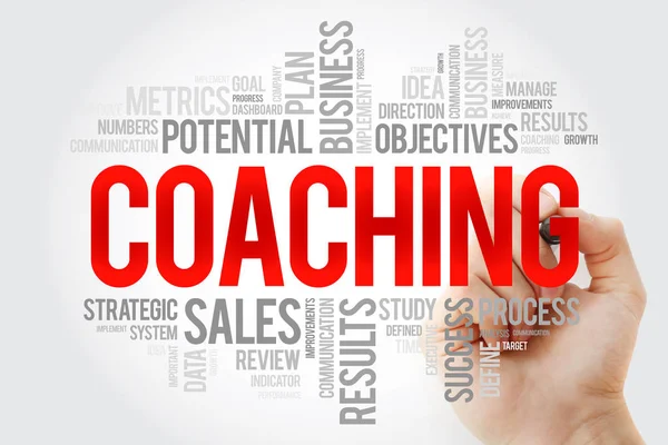 Coaching Word Cloud Med Markör Business Koncept Bakgrund — Stockfoto