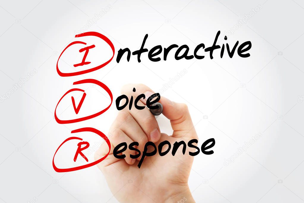 IVR - Interactive Voice Response acronym, business concept with marker