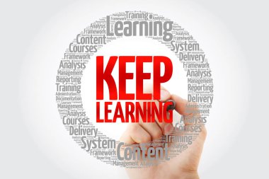 Daire kelime bulutu marker ile iş kavramı öğrenme tutmak