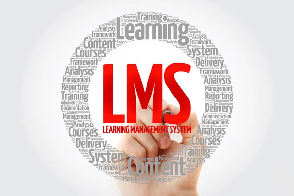 Lms Learning Management System Word Cloud Con Marker Background Del — Foto Stock