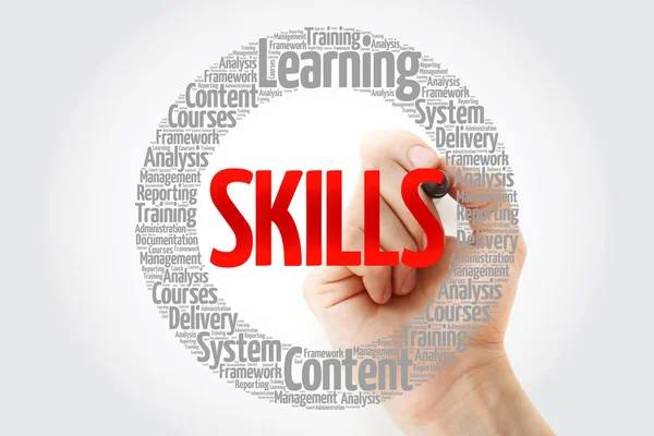 Skills Círculo Palabra Nube Con Marcador Concepto Negocio — Foto de Stock