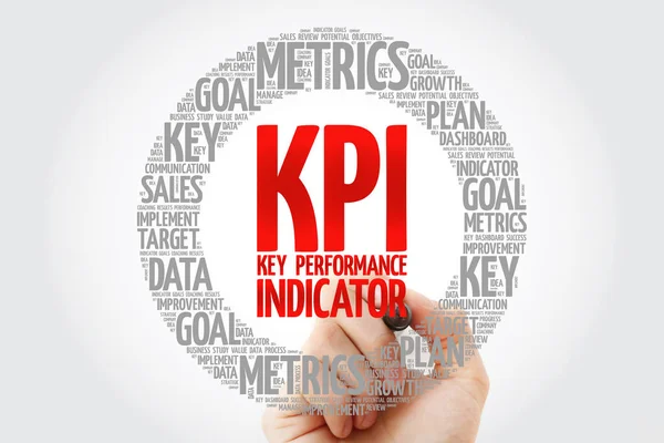 Kpi マーカー ビジネス コンセプトの背景と主要業績評価指標円単語の雲 — ストック写真
