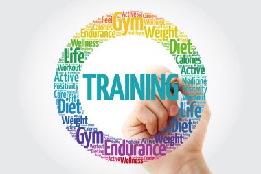 Kelime bulutu marker, fitness, spor, sağlık kavramı ile eğitim