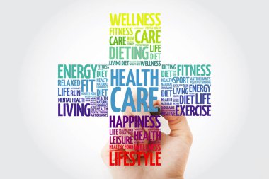 Sağlık kelime bulutu marker ile sağlık kavramı arka çapraz