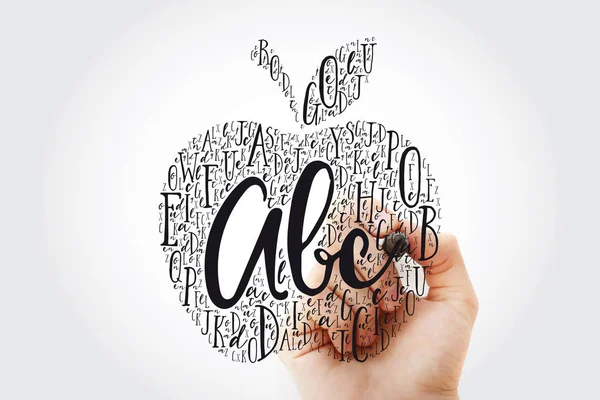 Apple Maakte Van Alfabetletters Met Markeerdraad Onderwijs Word Cloud Concept — Stockfoto