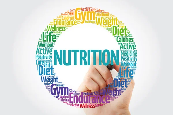 Nutrition Word Cloud Con Marker Fitness Sport Concetto Salute — Foto Stock