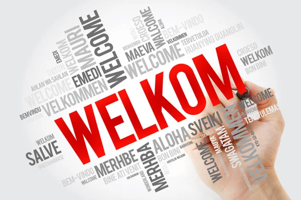 Welkom Welcome Afrikaans Nuvem Palavras Com Marcador Diferentes Idiomas Fundo — Fotografia de Stock