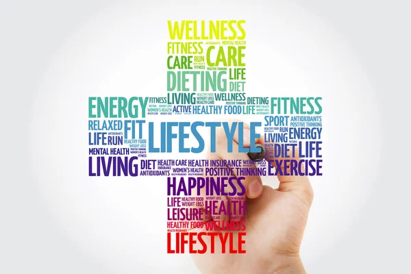 Lifestyle Cross Word Cloud Collage Marker Health Concept Background — Stock Photo, Image