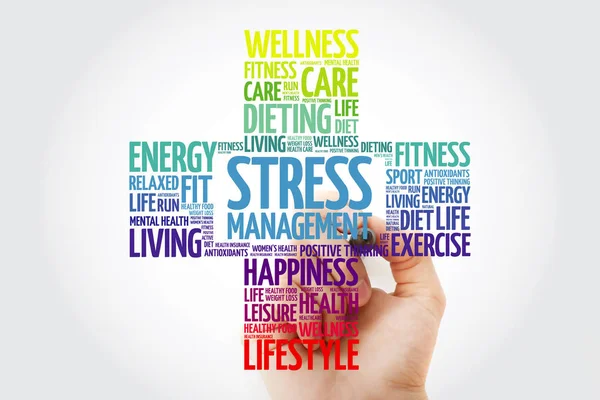 Stress Management Cross Word Cloud Collage Marker Health Concept Background — Stock Photo, Image