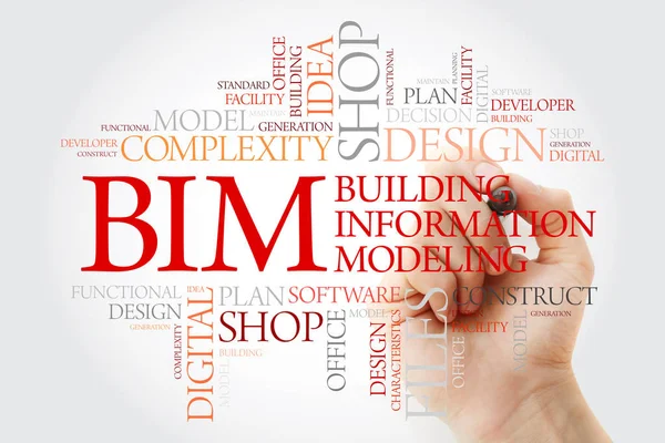 BIM - building information modeling word cloud with marker, business concept