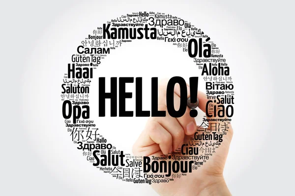 Hello Word Cloud Different Languages World Marker Concept Background — Stock Photo, Image