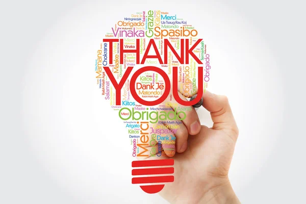 Thank You Bulb Word Cloud Different Languages Marker Concept Background — Stock Photo, Image