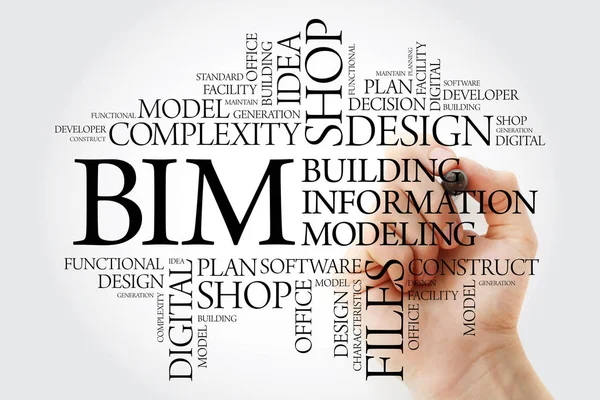 BIM - building information modeling word cloud with marker, business concept
