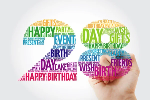 Gelukkig 28Th Birthday Word Cloud Collage Concept Met Marker — Stockfoto