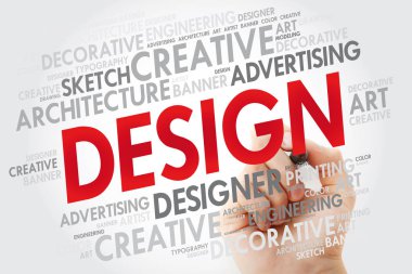 Marker, yaratıcı iş kavramı ile tasarım kelime bulutu