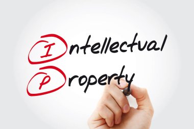 IP - marker, kısaltma iş kavramı ile fikri mülkiyet yazma el