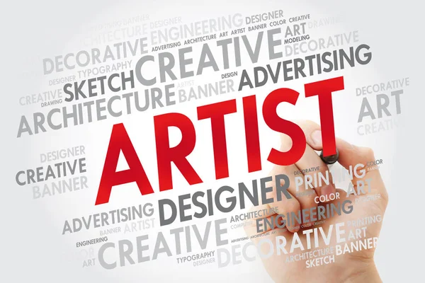 Kunstenaar Woord Wolk Met Marker Creatieve Business Concept Achtergrond — Stockfoto