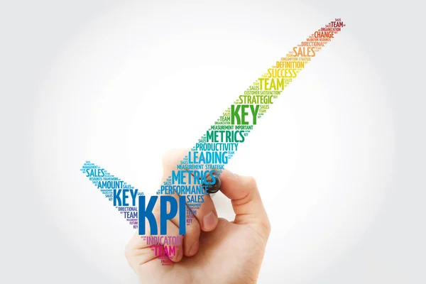 Kpi Key Performance Indicator Check Mark Word Cloud Marker Business — Stock Photo, Image