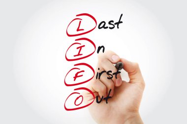 LIFO son olarak ilk dışarı işaretçisiyle, kısaltma kavramı yazma el