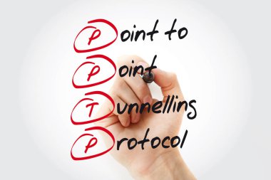 PPTP noktadan noktaya tünel iletişim kuralı için marker ile kısaltma kavramı yazma el